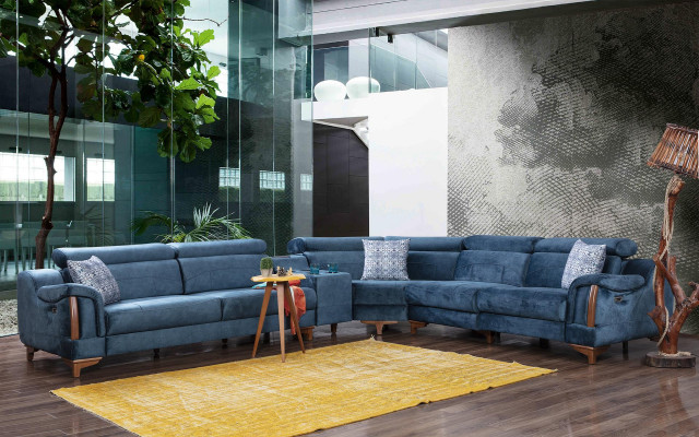 Pokój dzienny Narożnikowa kanapa Sofa w kształcie litery L Nowoczesne wzornictwo Meble Włókiennicze