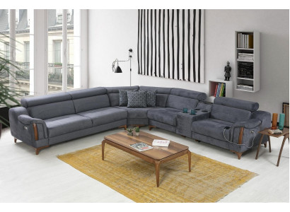 Szara Narożnikowa kanapa Salonowa Luksusowa Sofa w kształcie litery L Nowoczesne meble Włókiennicze