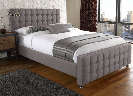 Angielski Szary Chesterfield Podwójne łóżko Designerskie łóżko Sypialnia
