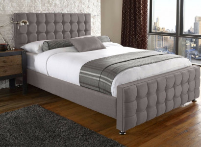 Angielski Szary Chesterfield Podwójne łóżko Designerskie łóżko Sypialnia