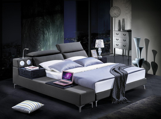 Design Podwójne łóżko skórzane łóżko Podkładka Skóra Sypialnia Małżeństwo 180x200.