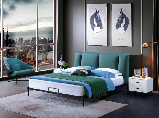 Zielone łóżko Design podwójne luksusowe małżeństwo nowoczesny hotel Frame Sleep