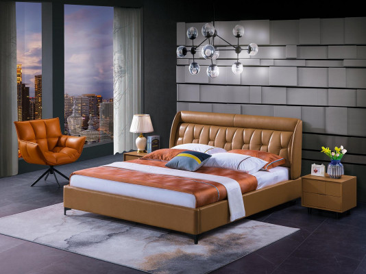 Design Sypialnia Łóżko Drewno Luksusowe łóżko małżeńskie Podkładka Meble 180x200cm