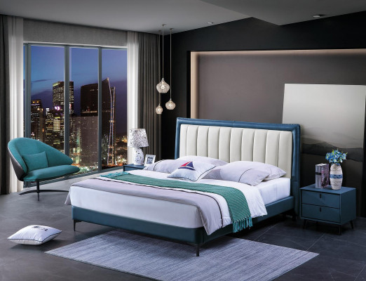 Skóra Łóżko Podkładka Design Luksusowe Dwuosobowe Hotelowe Łóżko Małżeńskie Deco Drewno Sleep