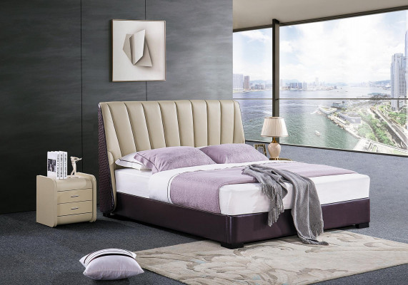 Łóżko łóżko tapicerowane Luxury Sypialnia Design łóżko włókiennicze Rama łóżka Drewno Nowość