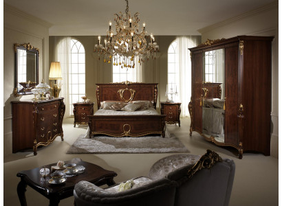 Zestaw Sypialni 6 szt. Design Luxury Meble Łóżko Stolik nocny Kredens Arredoclassic