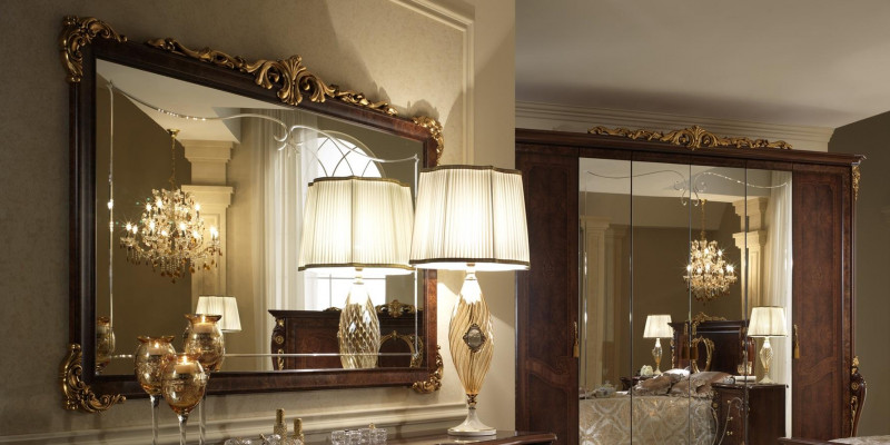 Zestaw Sypialni 6 szt. Design Luxury Meble Łóżko Stolik nocny Kredens Arredoclassic