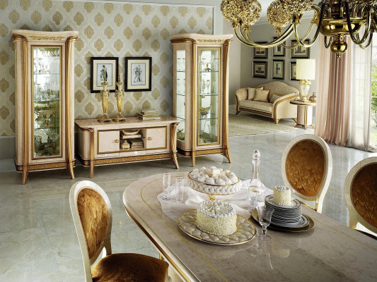Kredens do salonu 2x Gablota 3-częściowy. Jednostka ścienna Meble arredoclassic Set Design
