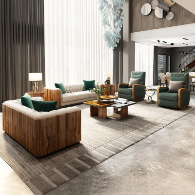 Luksusowy zestaw mebli sofowy Sofa Podkładka Designerskie Meble 4-częściowe. Skora