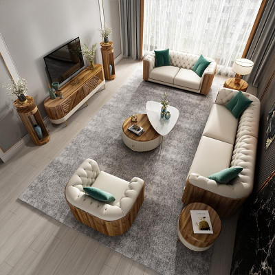 Luksusowy zestaw mebli sofowy Sofa Podkładka Designerskie Meble 4-częściowe. Skora