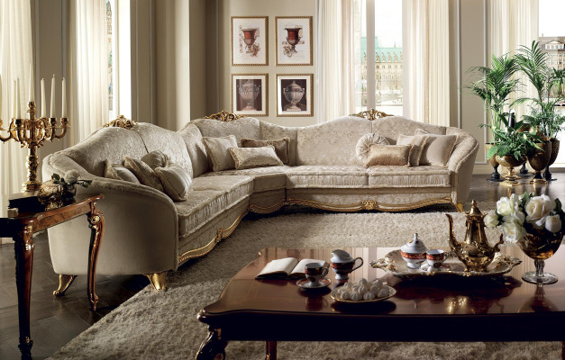 Klasyczna kanapa Narożnikowa kanapa Żywy krajobraz Sofa Podkładka Siedziba arredoclassic