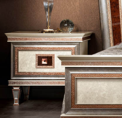 Łóżko 2x Szafki nocne 3 szt. Włoskie Meble Sypialnia łóżko Drewno Nowy Zestaw