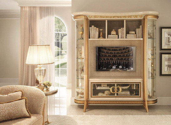 Designerski telewizor do salonu Ściana media wall Ściana TV Szafka RTV Jednostka ścienna