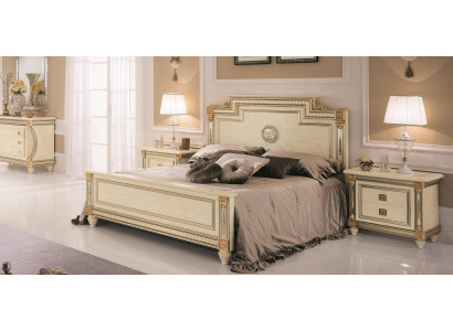 Łóżko 2x Stolik nocny Design Sypialnia Classic 3-częściowy. Luksusowy zestaw łóżek Meble