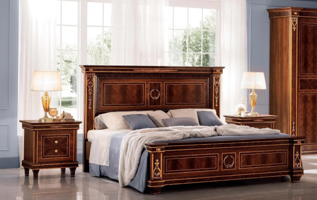 Sypialnia Hotelowe łóżka Double Łóżko Design Drewno 180x200cm Meble arredoclassic