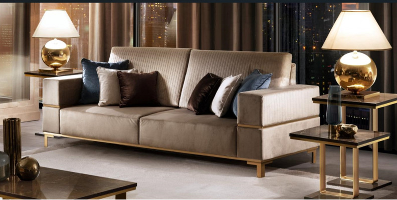Sofa trzyosobowa Classic Couch Podkładka 3 miejsce siedzące Włókienniczy Kanapy Materiał Nowy