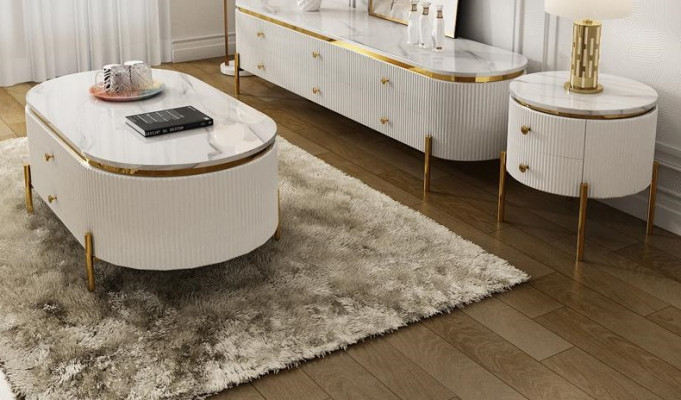 Zestaw mebli do salonu designerski kredens do salonu stolik kawowy Stolik 3-częściowy.