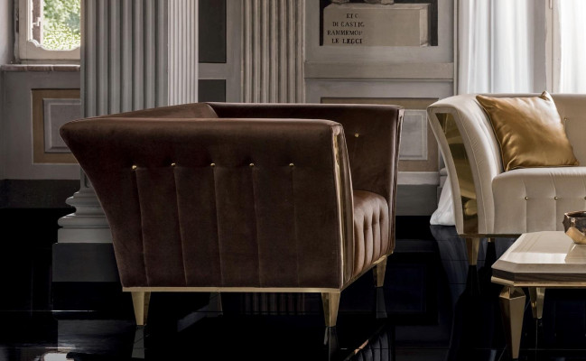 Fotel Club Lounge Lehn Krzesło Podkładka Sofa 1 miejsce siedzące TV Aksamit arredoclassic