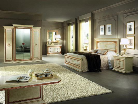 Łóżko Łóżko Classic Style Double Luxury Drewno Meble Sypialnia arredoclassic