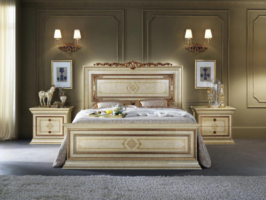 Łóżko Łóżko Classic Style Double Luxury Drewno Meble Sypialnia arredoclassic