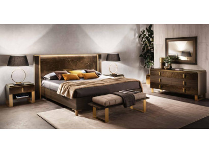 Łóżko Sypialnia Design Modern Luxury 2x Stolik nocny Włoski 3-częściowy