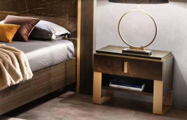 Łóżko Sypialnia Design Modern Luxury 2x Stolik nocny Włoski 3-częściowy