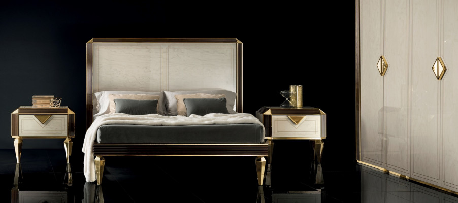 Łóżko łóżko Hotel Luxury Designer Double Marriage Sypialnia Beige arredoclassic