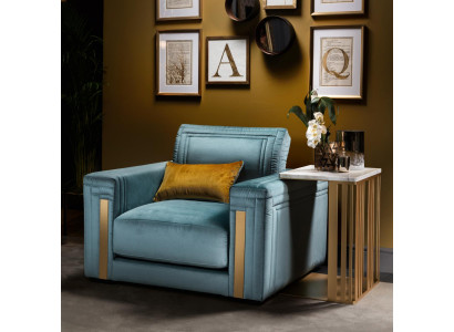 Fotel Club Lounge Design Lehn Krzesło Podkładka Sofa TV Niebieski arredoclassic