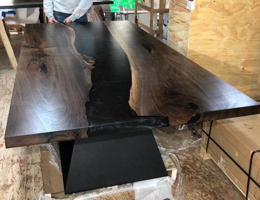 Żywica epoksydowa Stół obiadowy Prawdziwe drewno Masywne meble Wodospad Epoksydowa Tabela 220x100cm