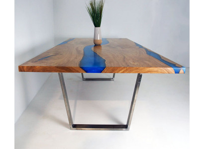 stoły Stół obiadowy Design Tabela Modern Sea River Meble 220x90 Żywica Epoksydowa Ocean