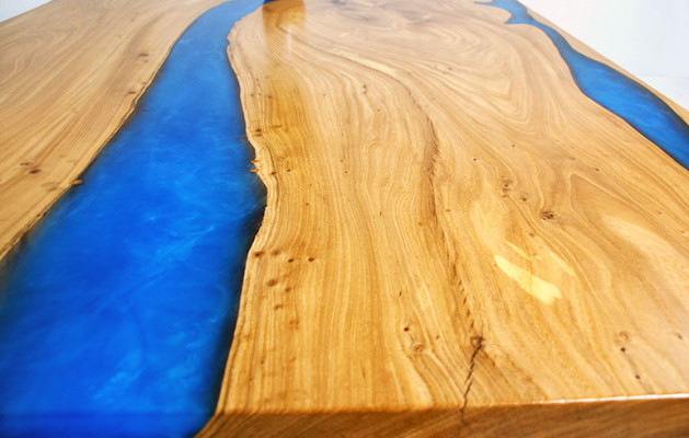 stoły Stół obiadowy Design Tabela Modern Sea River Meble 220x90 Żywica Epoksydowa Ocean