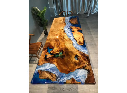 Stół obiadowy Design Tabela Resin Nowoczesne stoły Sea River Meble 220x90 Epoxy Ocean