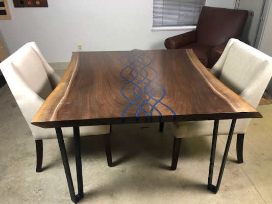 Rzeka stoły Stół obiadowy Design Tabela Modern Sea Meble 100x100 Żywica Epoksydowa Ocean