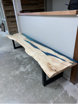 Żywica epoksydowa Stół obiadowy oryginalne Drewno masywne Meble wodospad epoksydowy Tabela 250x60cm