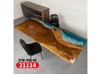 Żywica epoksydowa Stół obiadowy River Table Prawdziwe drewno Solidny stoły 221x91