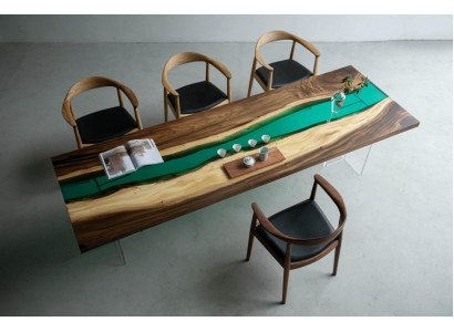 Żywica epoksydowa Stół obiadowy River Table Prawdziwe drewno Solidny stoły 220x90