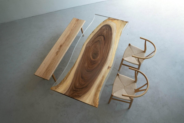 Stół obiadowy Woda morska Rzeka Prawdziwy stół rzeczny z drewna 220x90 stoły