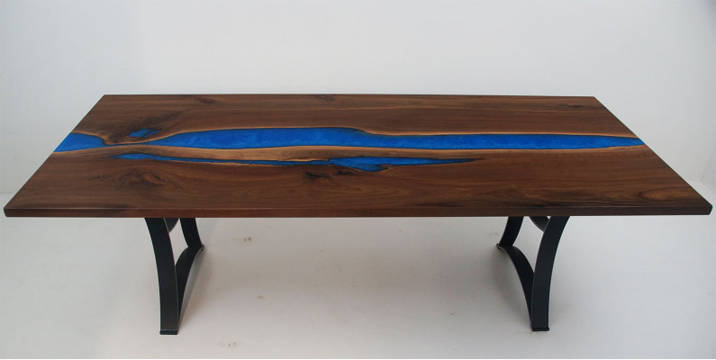 Stół obiadowy Blue River Stół Prawdziwe Drewno 220x90 stoły Żywica epoksydowa Nowość