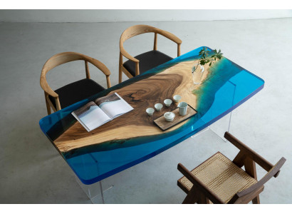 Stół obiadowy Blue River Stół Prawdziwe Drewno 200x90 stoły Żywica epoksydowa Nowość
