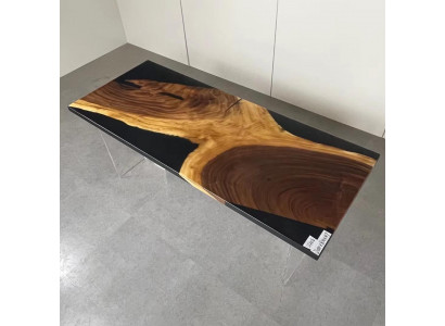 Stół obiadowy Żywica epoksydowa Solidny stoły 201x81 cm Stolik rzeczny Prawdziwe drewno