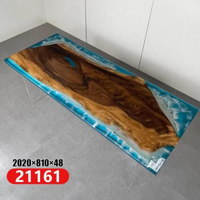 Stół rzeczny Stół obiadowy Stół rzeczny Solidny stoły 202x81 Żywica epoksydowa morska