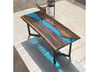 stolik kawowy River Table Solidny stoły 100x50 River Table Morski wodospad