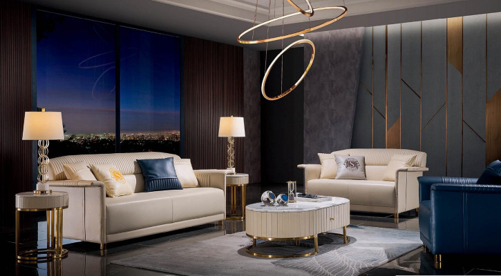 Designerska sofa do salonu Zestaw sofowy 3+2+1 miejsce do siedzenia skórzana sofa nowoczesna