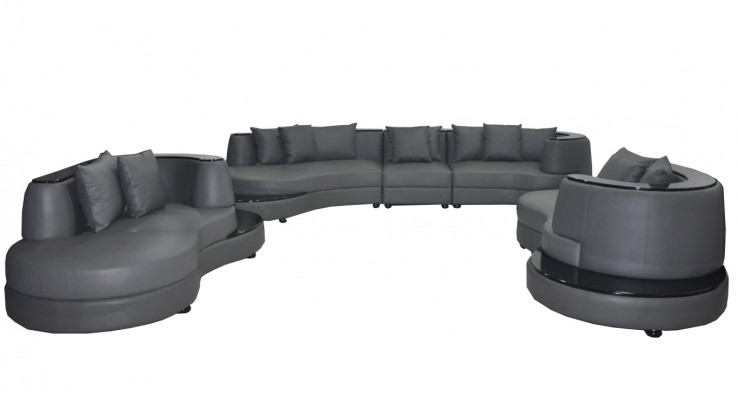 Luxury Living Narożnik Skóra Ustawić Krajobraz Podkładka Narożnik XXL Duża Sofa U Shape + USB