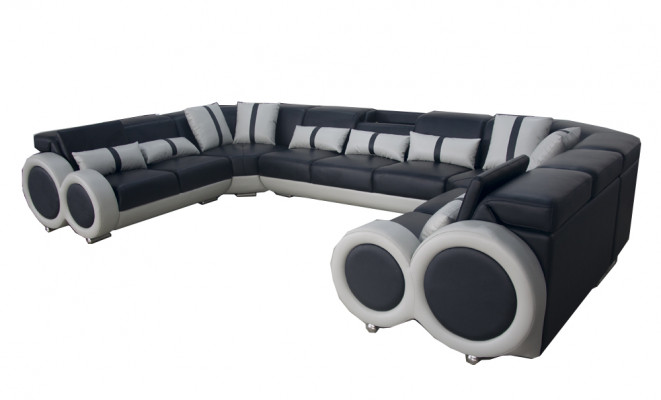 Design Żywy krajobraz Skóra Sofa Couch Podkładka Zestaw narożny Modern Siedziba Narożnik USB