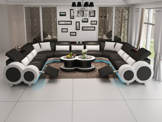 Skórzana sofa kanapa Żywy krajobraz Narożnik kanapa Narożnik Ustaw Design Modern Sofa G8035B