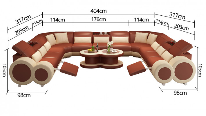 Skórzana sofa kanapa Żywy krajobraz Narożnik kanapa Narożnik Ustaw Design Modern Sofa G8035B
