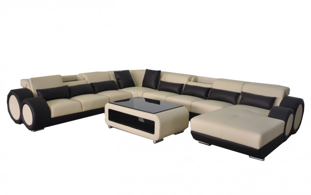 Skórzana sofa Żywy krajobraz Ustaw Design Nowoczesna sofa Narożnik Kształt U Szezlong G8035