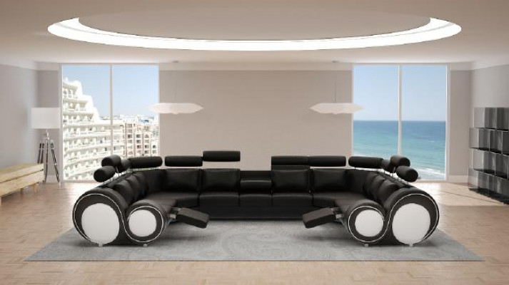 Projektant Żywy krajobraz narożnik z USB Couch Sofa Podkładka Skórzana Sofa Sofy Nowość