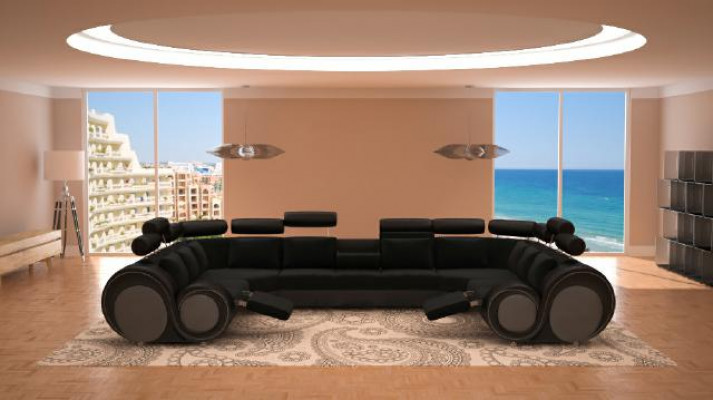 Design XXL Żywy krajobraz Sofa z USB, Kanapa Podkładka Narożnikowa kanapa Włókienniczy Materiał Nowość